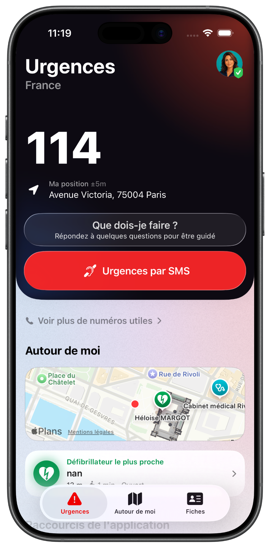 L'application gratuite Urgences pour iPhone avec la fonctionnalité d'envoi de SMS au service d'urgence 114 pour les sourds et malentendants